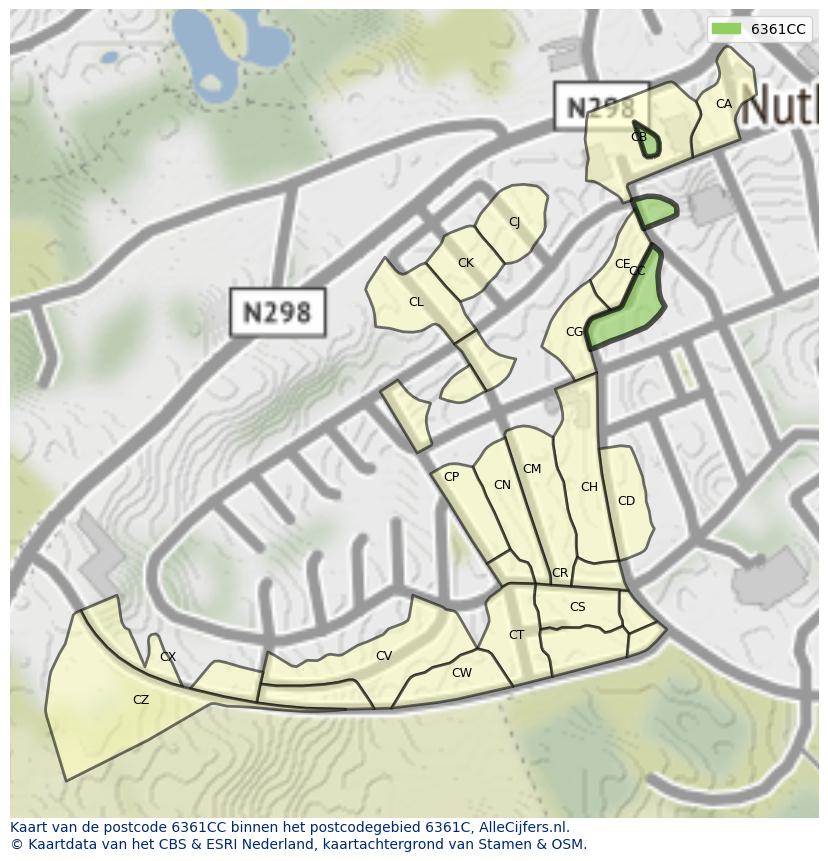 Afbeelding van het postcodegebied 6361 CC op de kaart.