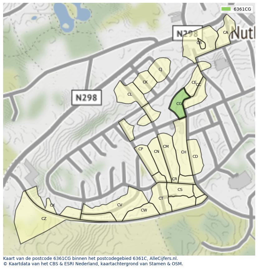 Afbeelding van het postcodegebied 6361 CG op de kaart.