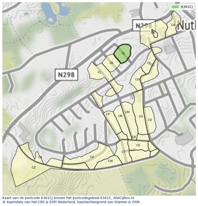 Afbeelding van het postcodegebied 6361 CJ op de kaart.