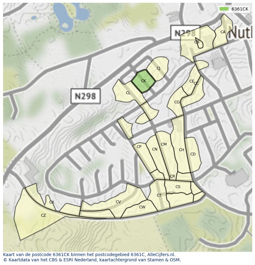 Afbeelding van het postcodegebied 6361 CK op de kaart.