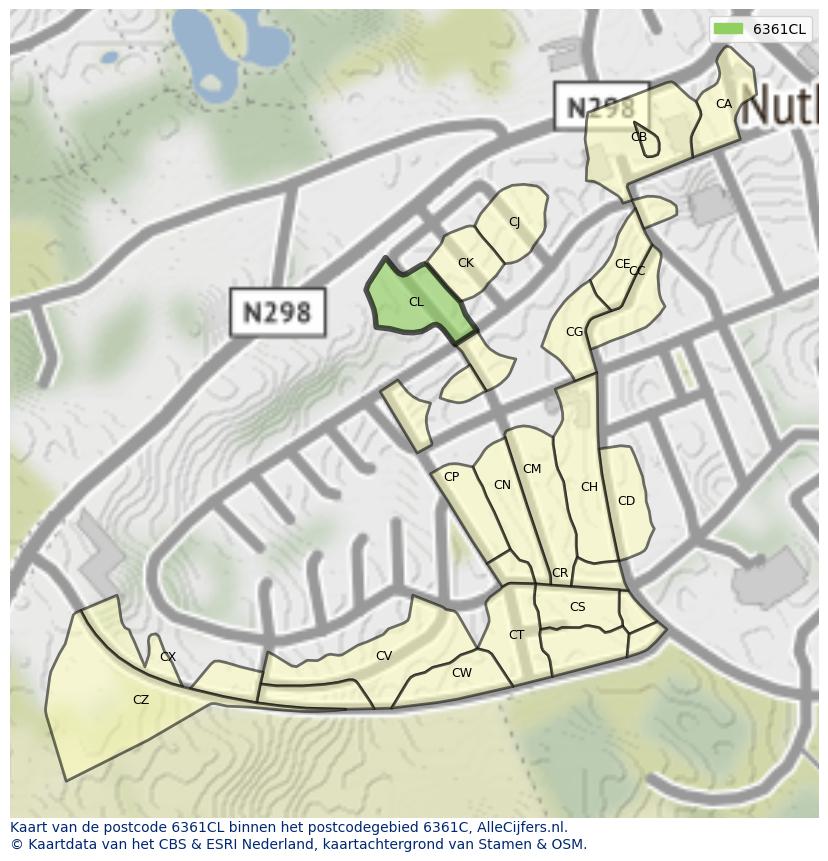 Afbeelding van het postcodegebied 6361 CL op de kaart.