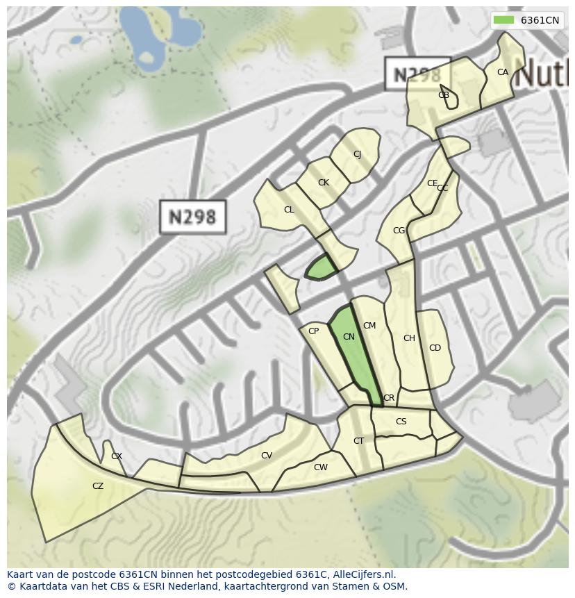 Afbeelding van het postcodegebied 6361 CN op de kaart.