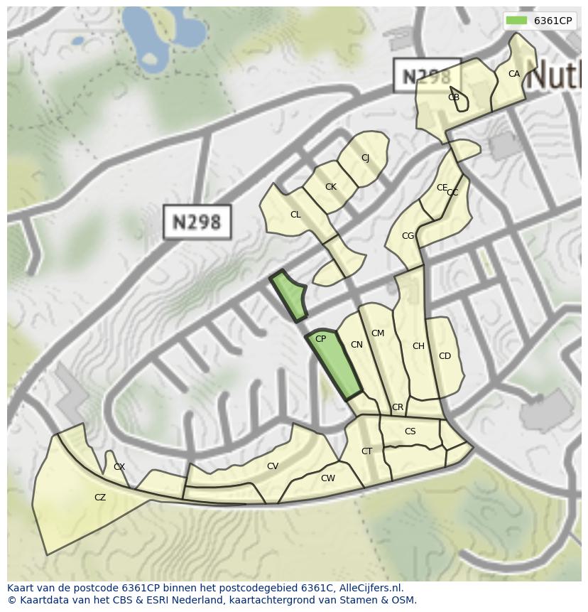 Afbeelding van het postcodegebied 6361 CP op de kaart.