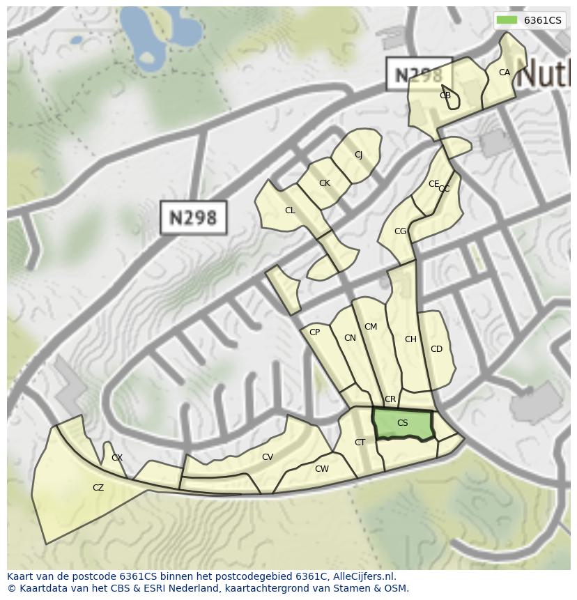 Afbeelding van het postcodegebied 6361 CS op de kaart.