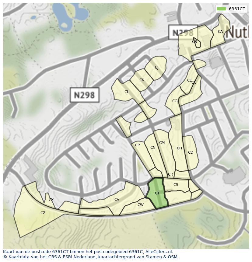 Afbeelding van het postcodegebied 6361 CT op de kaart.