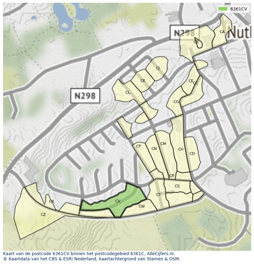 Afbeelding van het postcodegebied 6361 CV op de kaart.