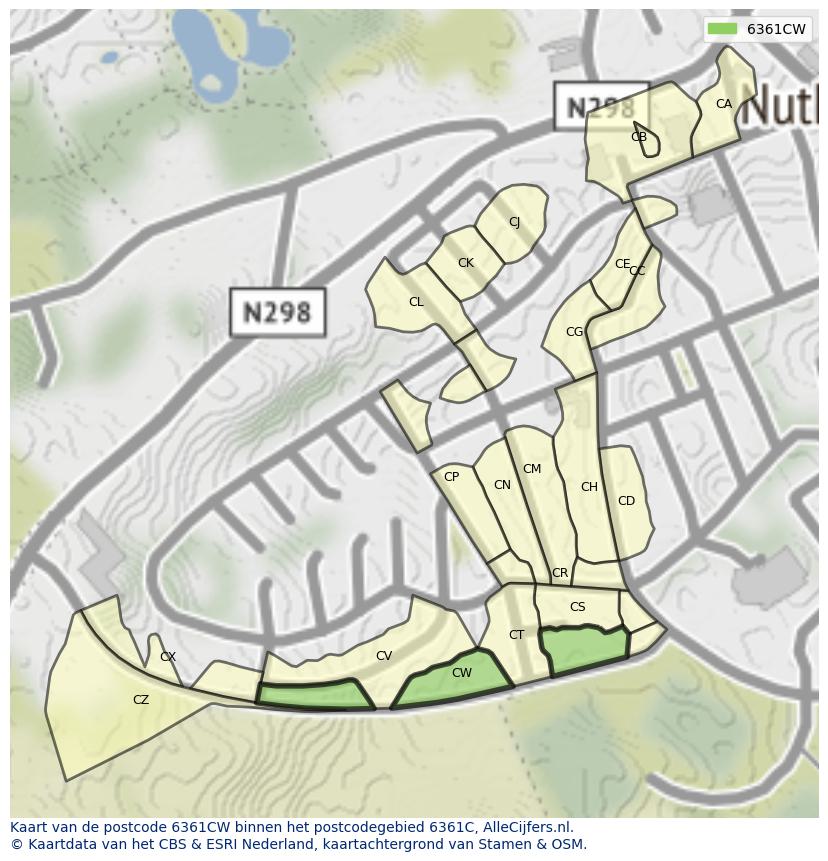 Afbeelding van het postcodegebied 6361 CW op de kaart.