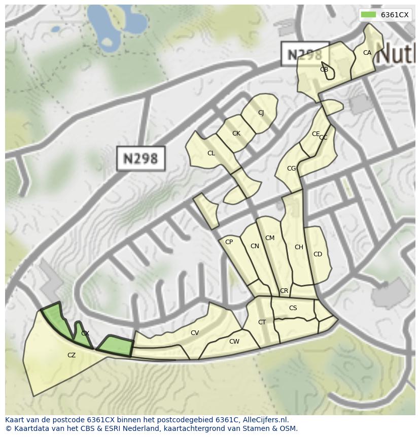 Afbeelding van het postcodegebied 6361 CX op de kaart.