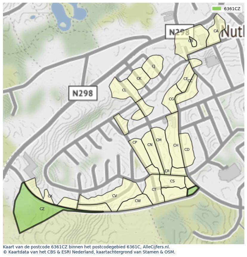 Afbeelding van het postcodegebied 6361 CZ op de kaart.