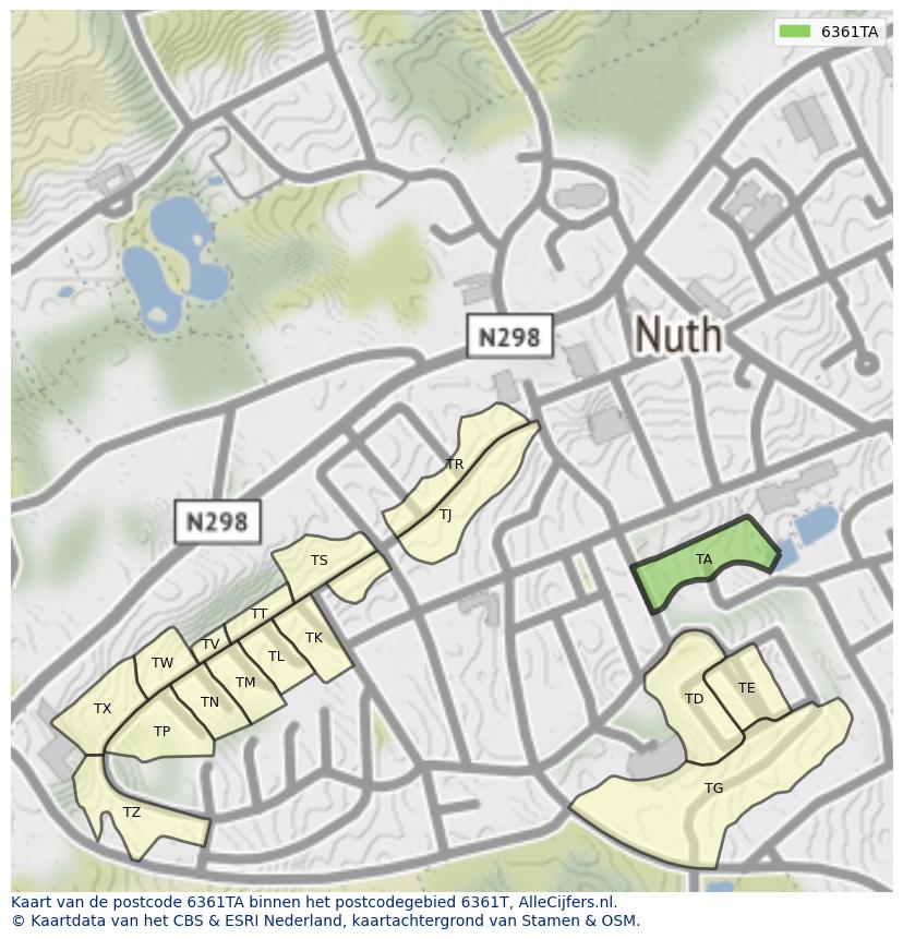 Afbeelding van het postcodegebied 6361 TA op de kaart.