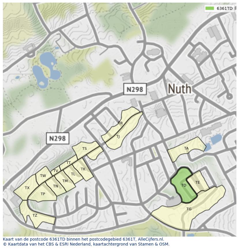 Afbeelding van het postcodegebied 6361 TD op de kaart.