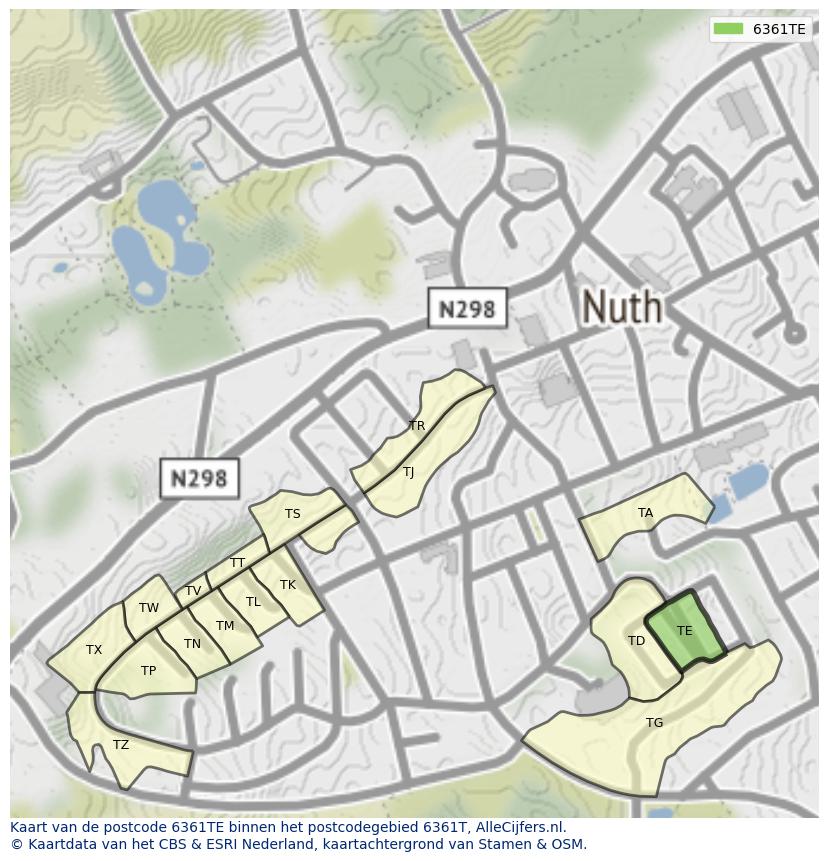 Afbeelding van het postcodegebied 6361 TE op de kaart.
