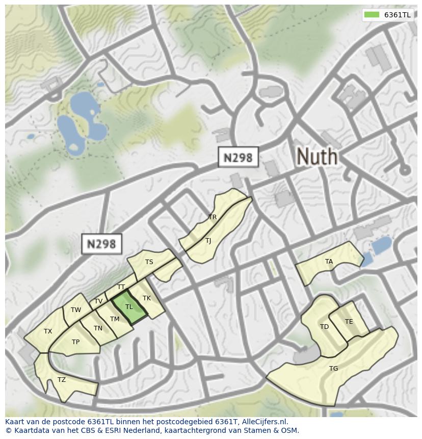 Afbeelding van het postcodegebied 6361 TL op de kaart.