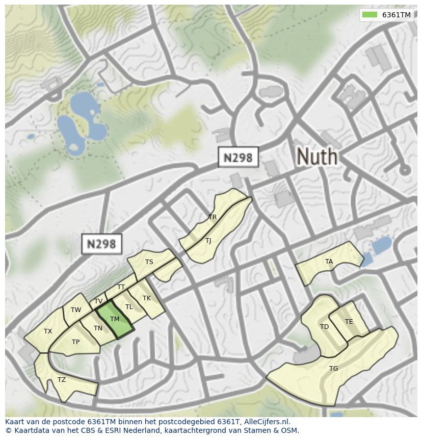 Afbeelding van het postcodegebied 6361 TM op de kaart.