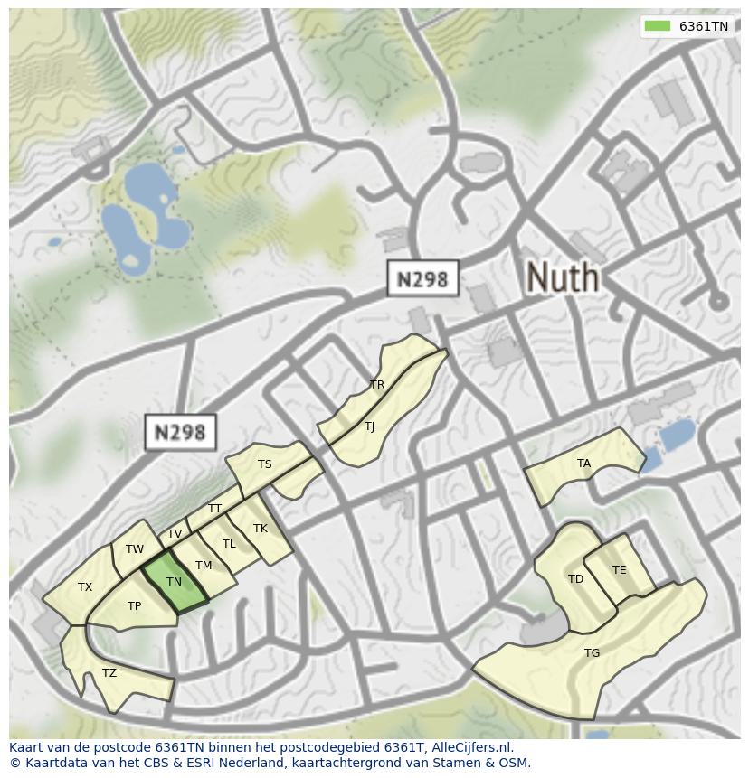 Afbeelding van het postcodegebied 6361 TN op de kaart.