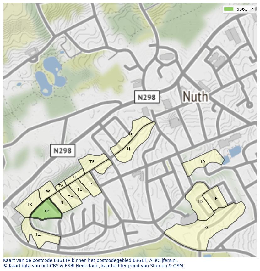 Afbeelding van het postcodegebied 6361 TP op de kaart.