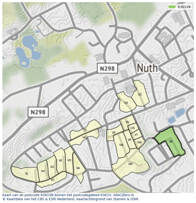 Afbeelding van het postcodegebied 6361 VB op de kaart.