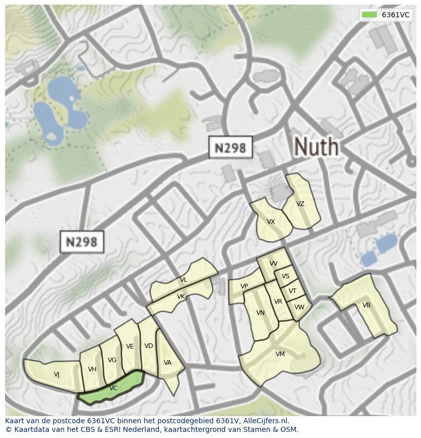 Afbeelding van het postcodegebied 6361 VC op de kaart.
