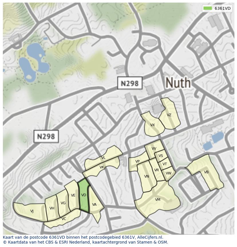 Afbeelding van het postcodegebied 6361 VD op de kaart.