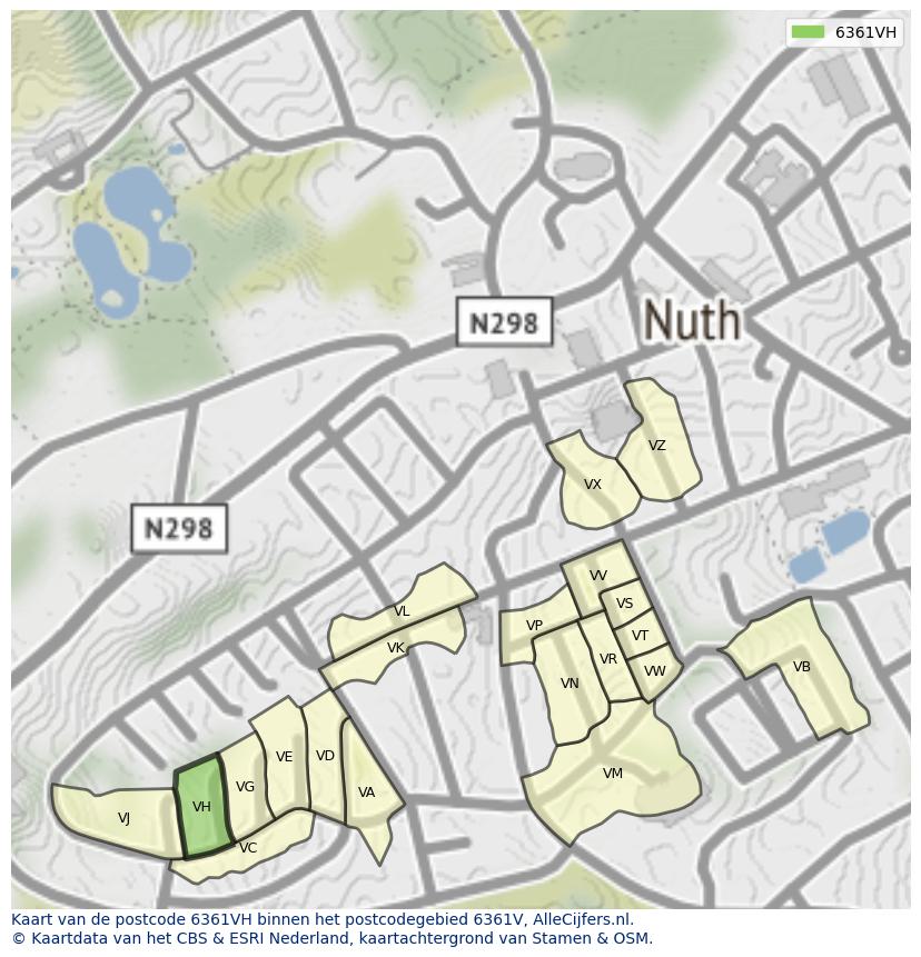 Afbeelding van het postcodegebied 6361 VH op de kaart.