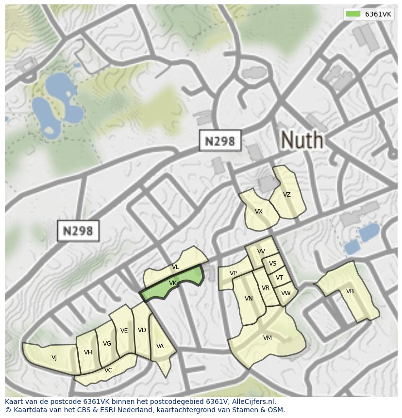 Afbeelding van het postcodegebied 6361 VK op de kaart.