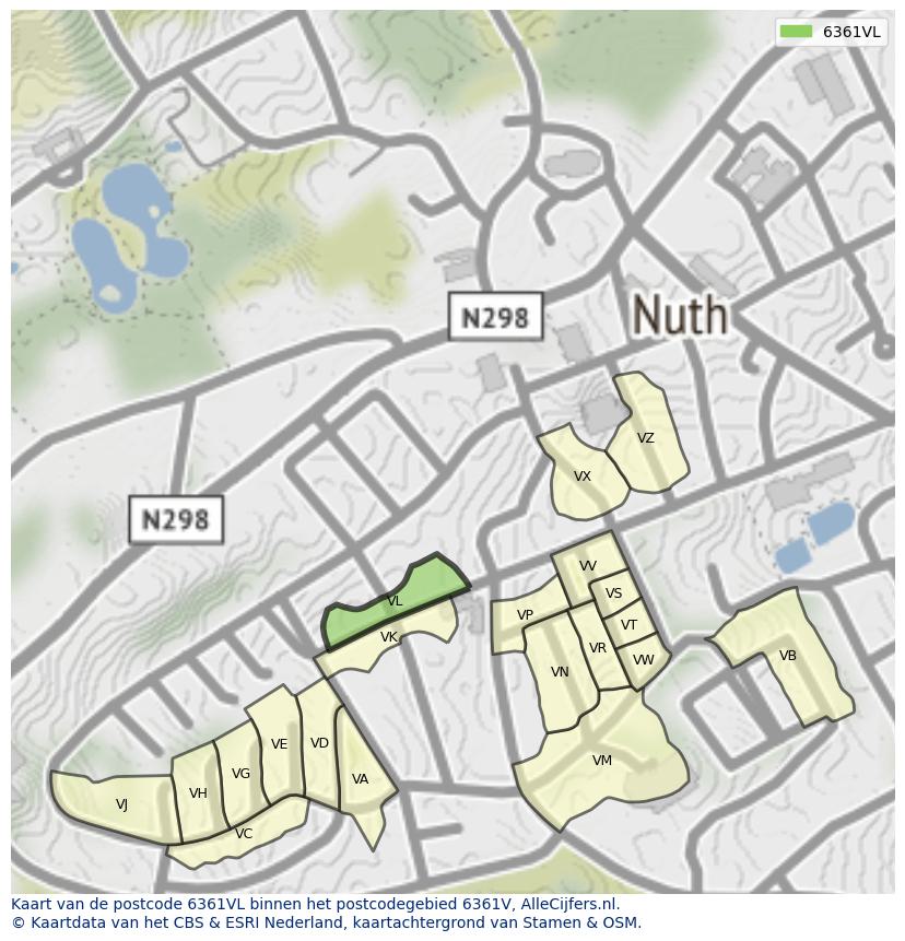 Afbeelding van het postcodegebied 6361 VL op de kaart.