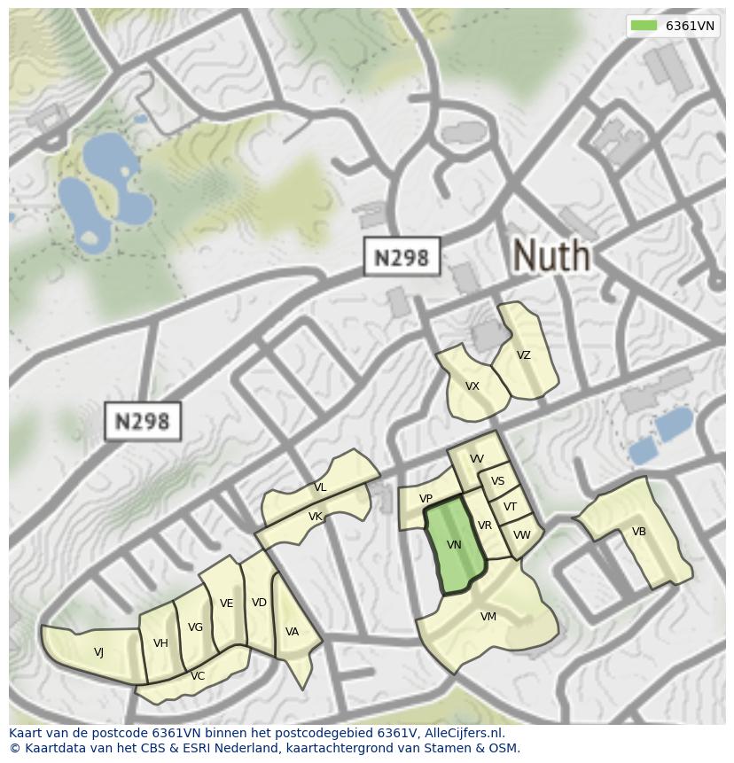 Afbeelding van het postcodegebied 6361 VN op de kaart.