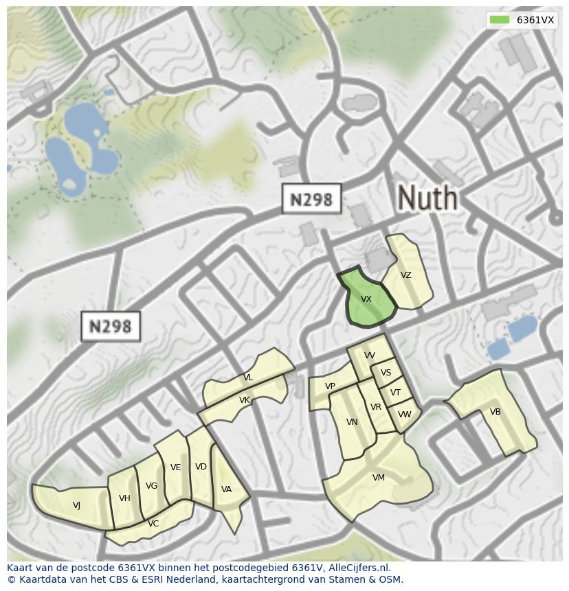 Afbeelding van het postcodegebied 6361 VX op de kaart.
