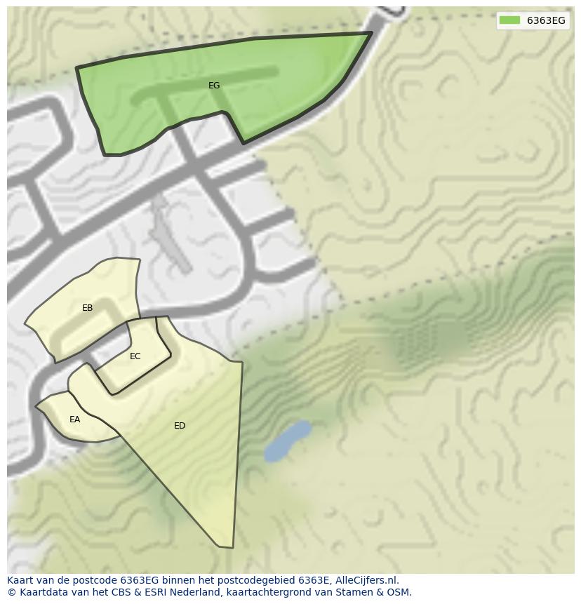 Afbeelding van het postcodegebied 6363 EG op de kaart.