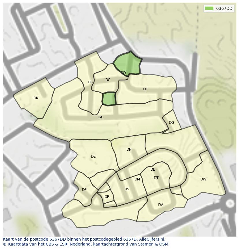 Afbeelding van het postcodegebied 6367 DD op de kaart.