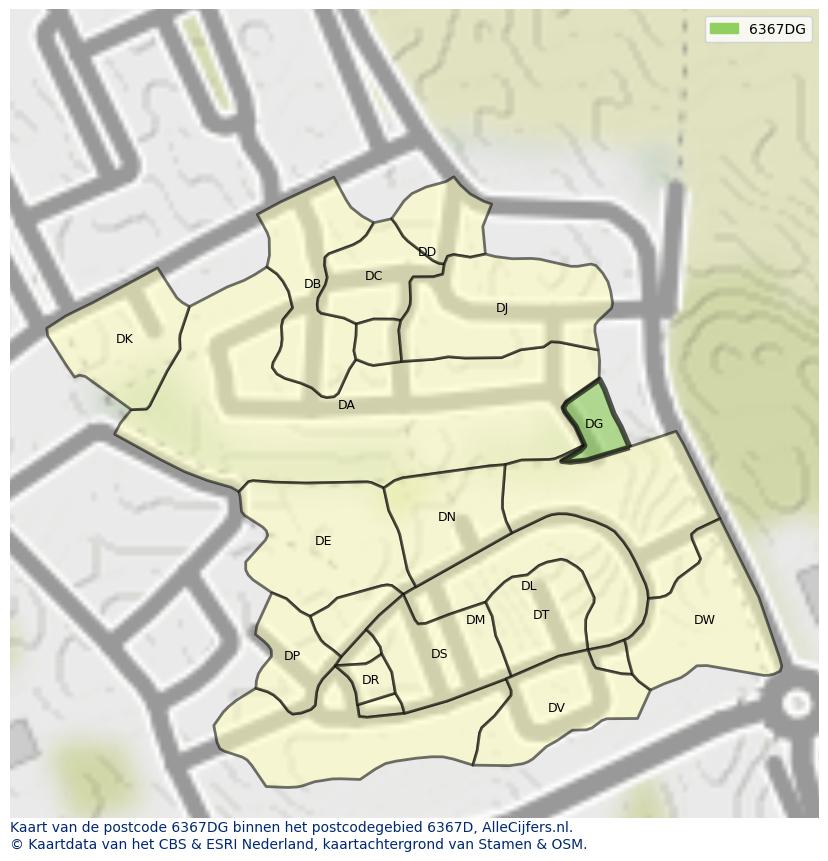 Afbeelding van het postcodegebied 6367 DG op de kaart.
