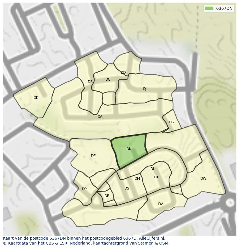 Afbeelding van het postcodegebied 6367 DN op de kaart.