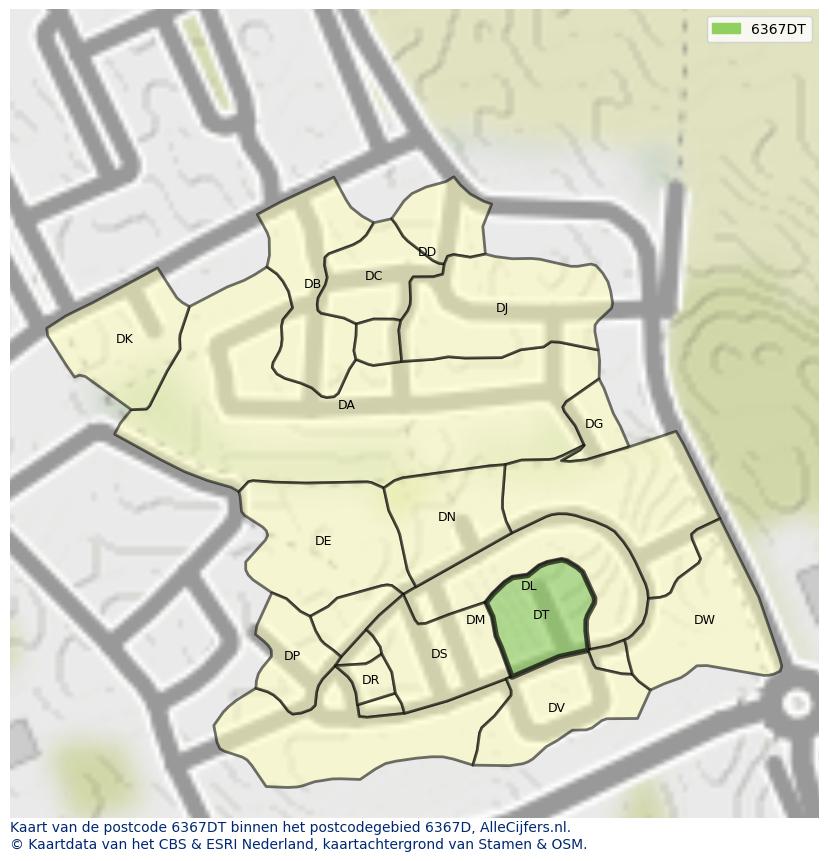 Afbeelding van het postcodegebied 6367 DT op de kaart.