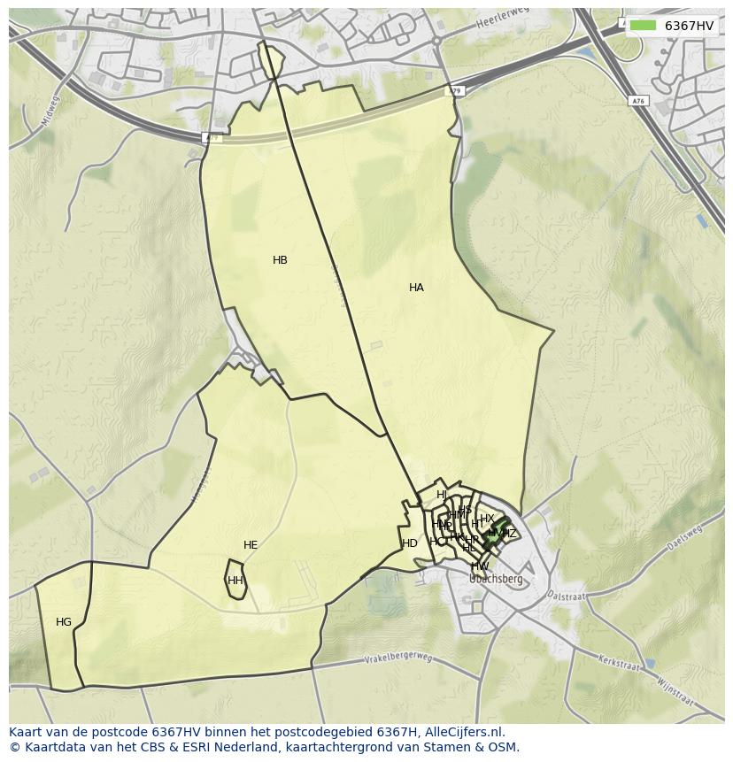 Afbeelding van het postcodegebied 6367 HV op de kaart.
