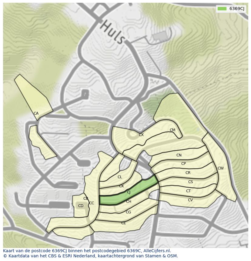 Afbeelding van het postcodegebied 6369 CJ op de kaart.