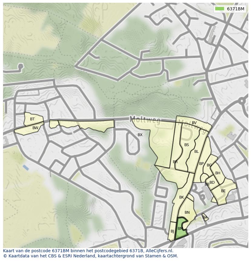 Afbeelding van het postcodegebied 6371 BM op de kaart.