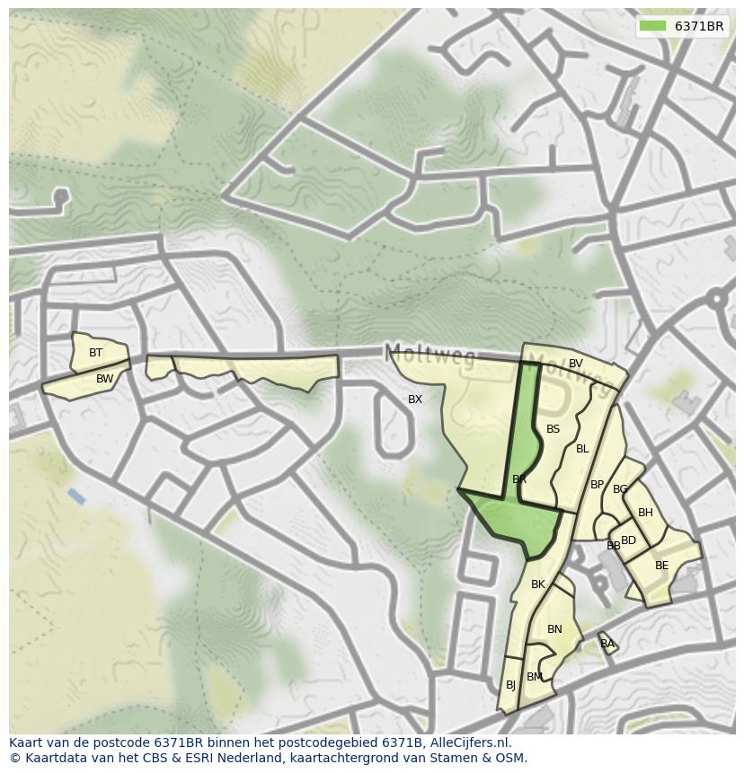 Afbeelding van het postcodegebied 6371 BR op de kaart.