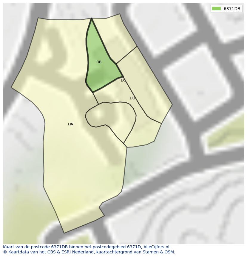 Afbeelding van het postcodegebied 6371 DB op de kaart.
