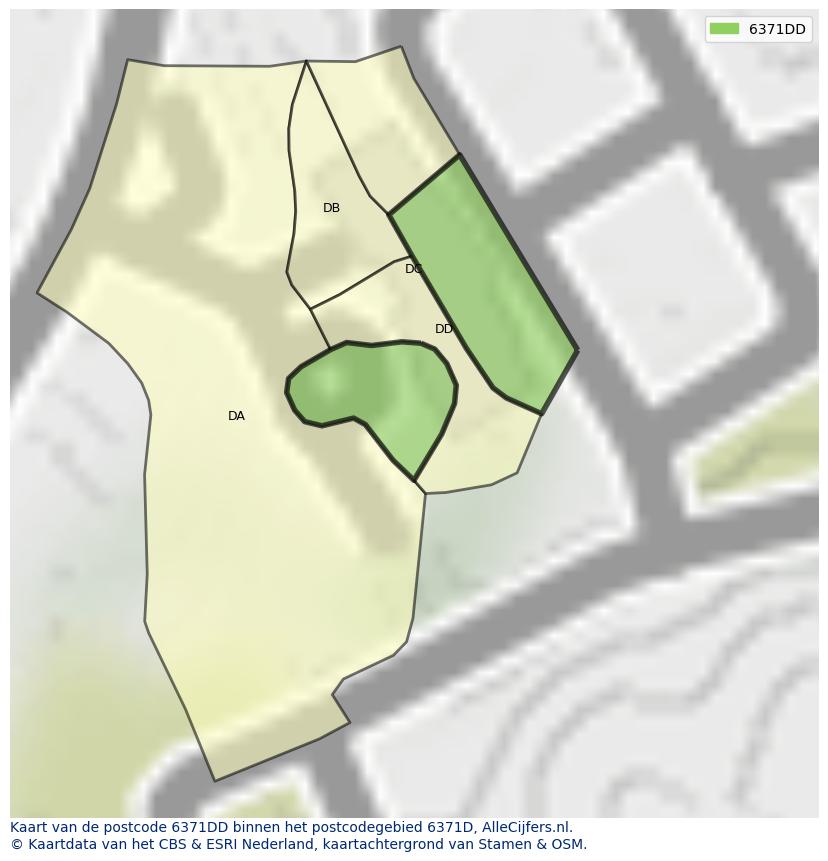 Afbeelding van het postcodegebied 6371 DD op de kaart.