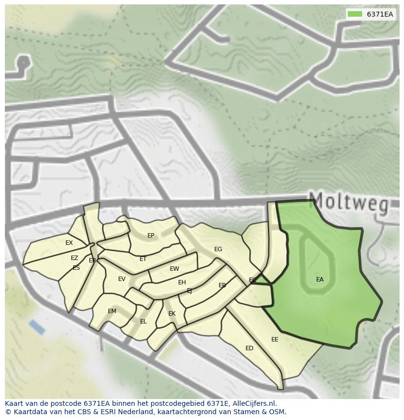 Afbeelding van het postcodegebied 6371 EA op de kaart.