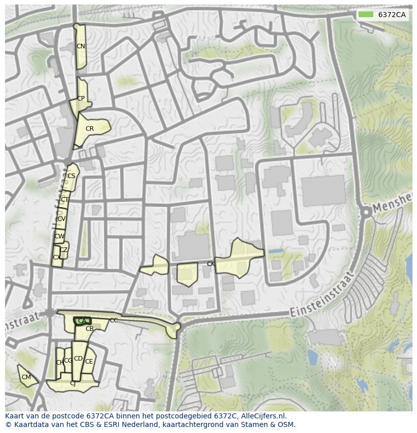 Afbeelding van het postcodegebied 6372 CA op de kaart.