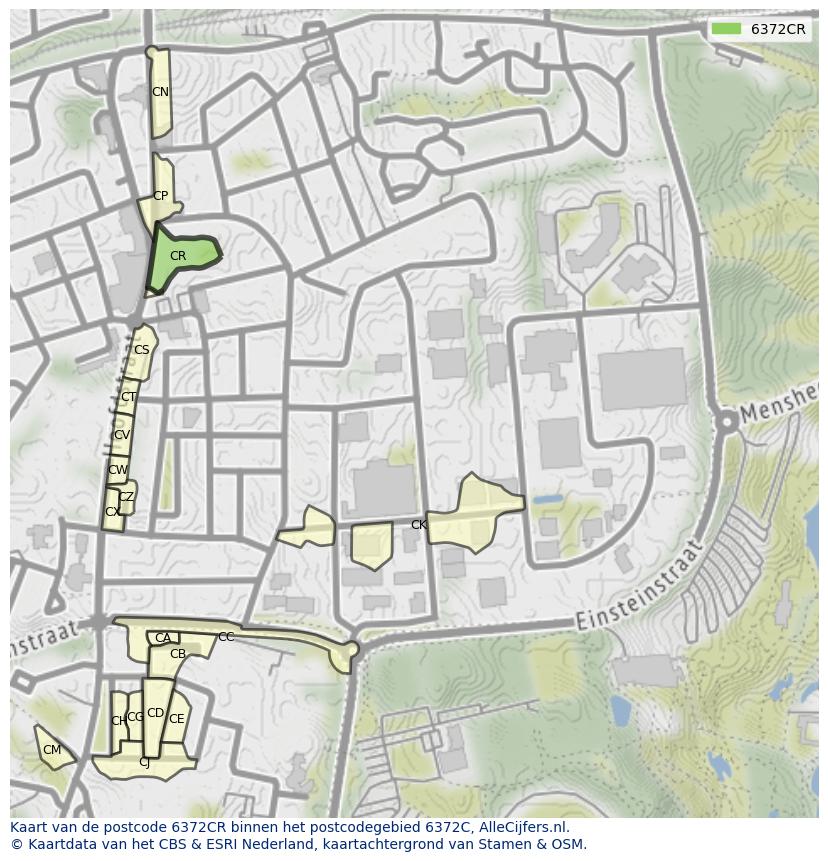 Afbeelding van het postcodegebied 6372 CR op de kaart.
