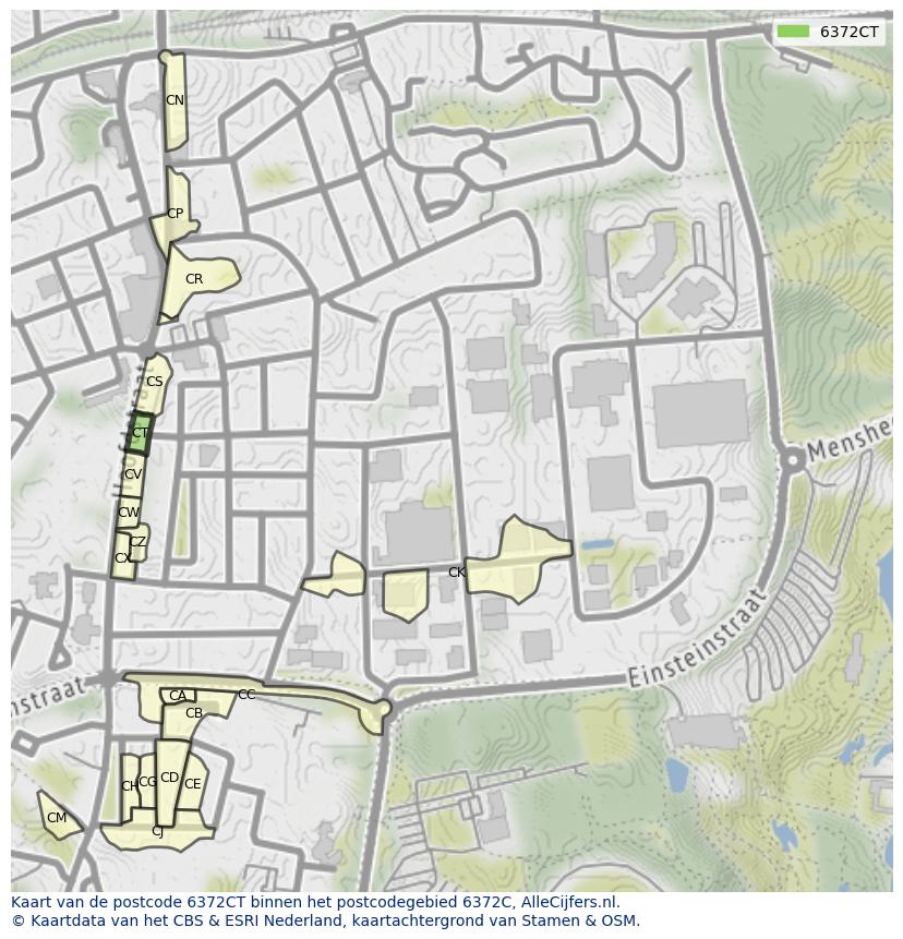 Afbeelding van het postcodegebied 6372 CT op de kaart.