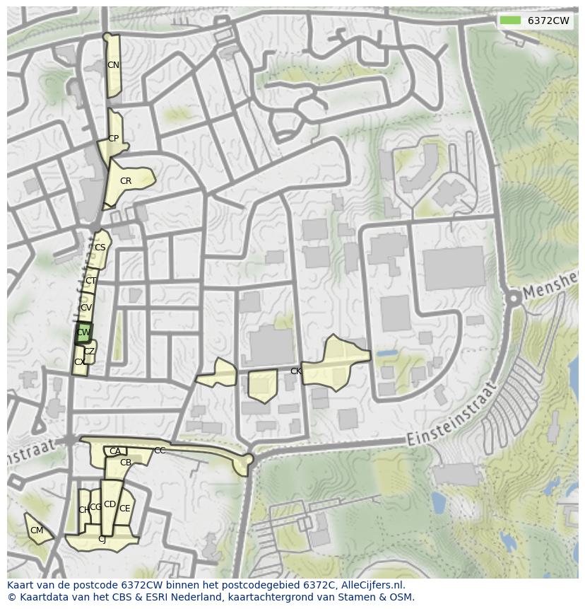Afbeelding van het postcodegebied 6372 CW op de kaart.