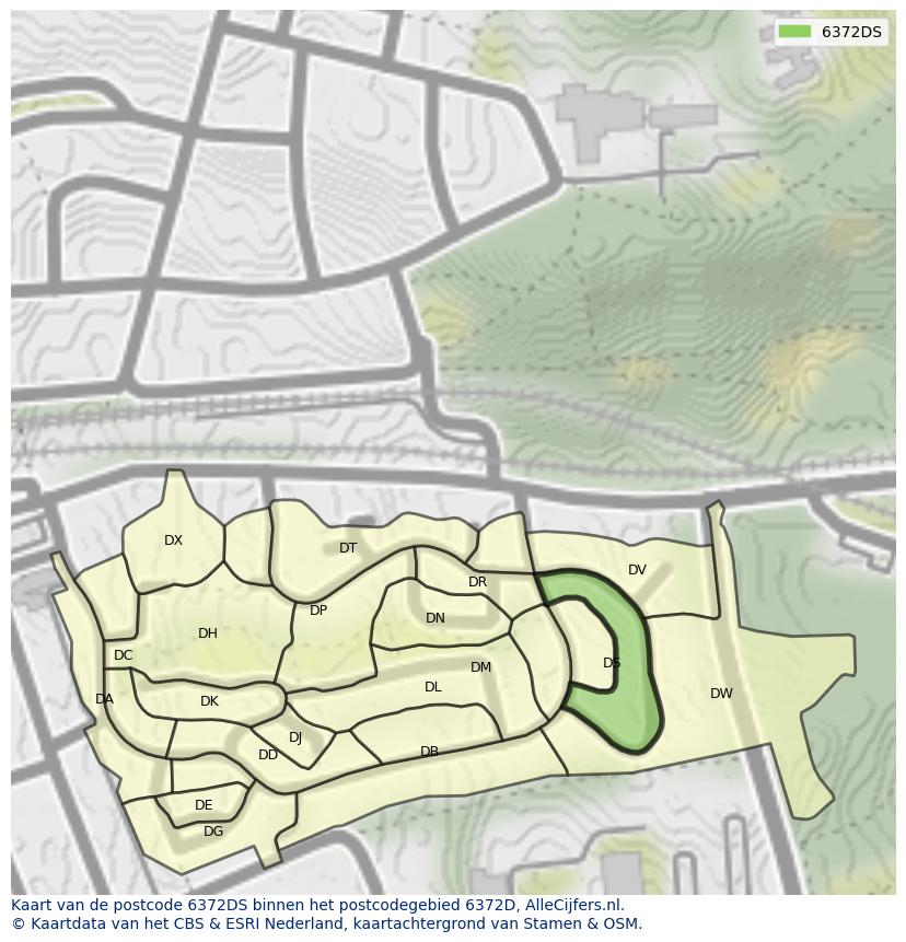 Afbeelding van het postcodegebied 6372 DS op de kaart.