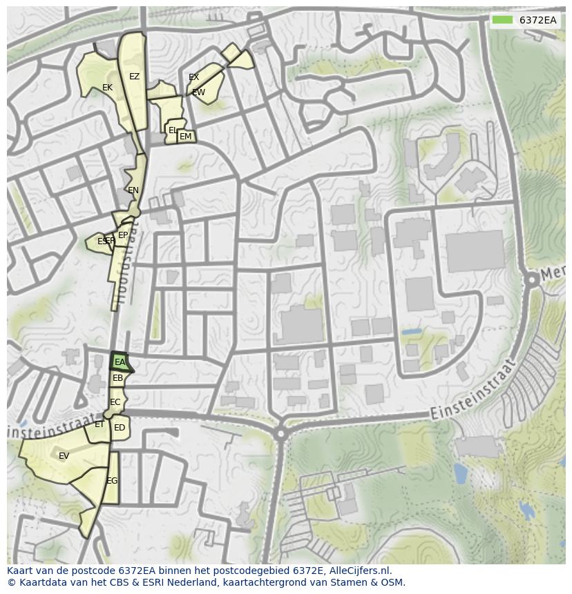 Afbeelding van het postcodegebied 6372 EA op de kaart.