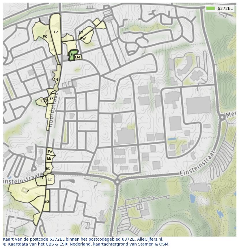 Afbeelding van het postcodegebied 6372 EL op de kaart.