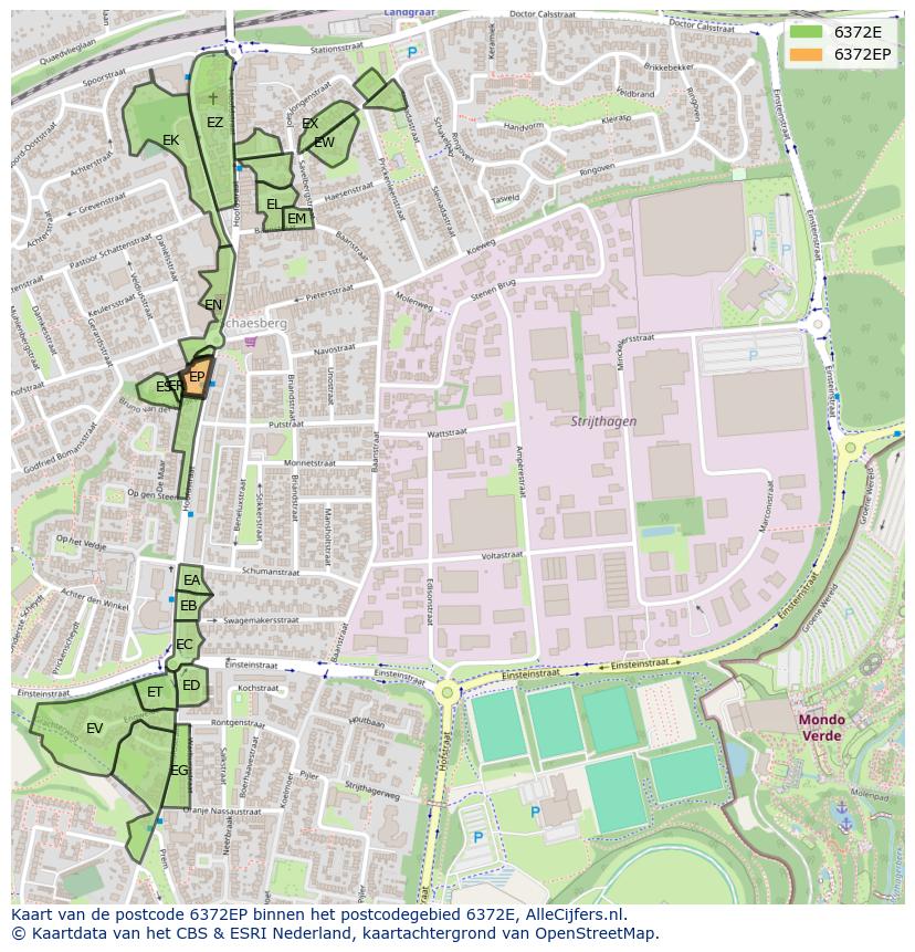Afbeelding van het postcodegebied 6372 EP op de kaart.