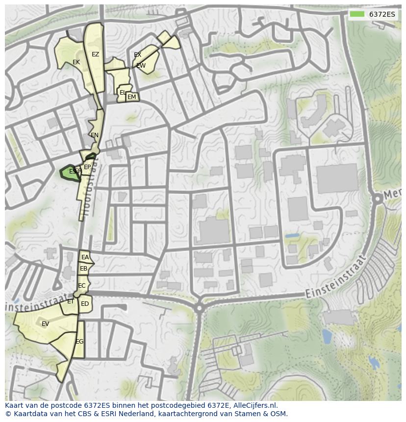 Afbeelding van het postcodegebied 6372 ES op de kaart.