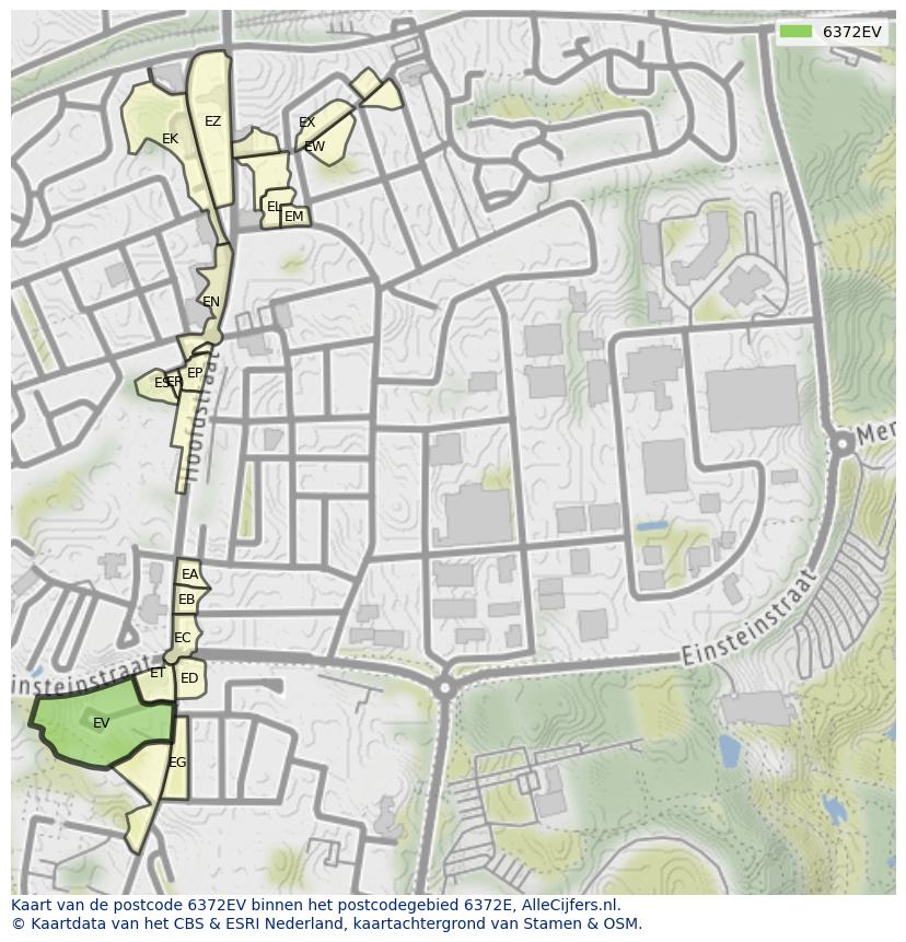 Afbeelding van het postcodegebied 6372 EV op de kaart.